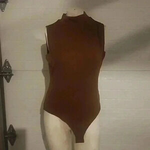 DILIUXING WOMEN'S RIBBED SLEEVELESS TURTLE NECK BODYSUIT SIZE 2XL